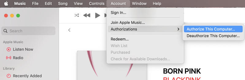 authorize mac with apple music