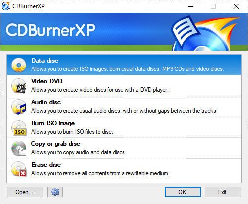 choose audio disc on cdburnner xp