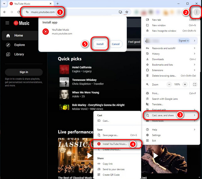 download YouTube Music desktop app chrome app