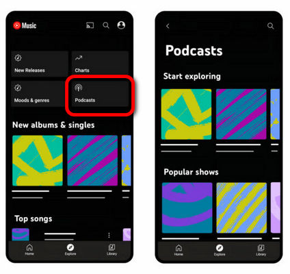 find Podcast on YouTube Music