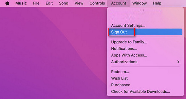 log out of Apple Music on Mac