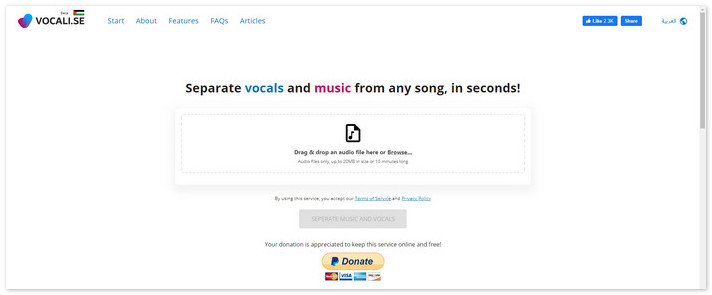 vocali.se online remove vocals from songs