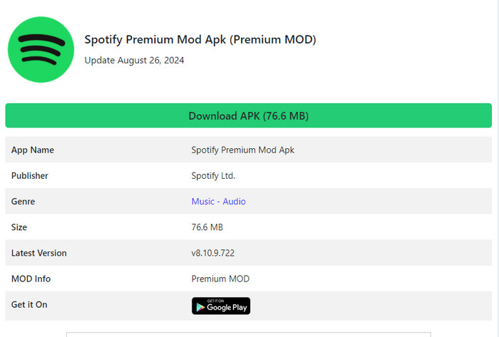 Download Spotify Premium MOD APK android