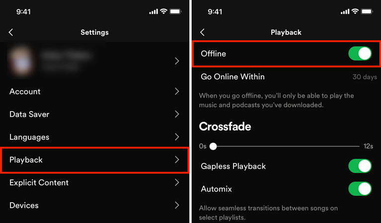 Listen to Spotify Offline with Premium on iphone