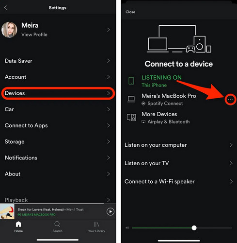 Log Out Spotify EveryWhere Forget Device phone