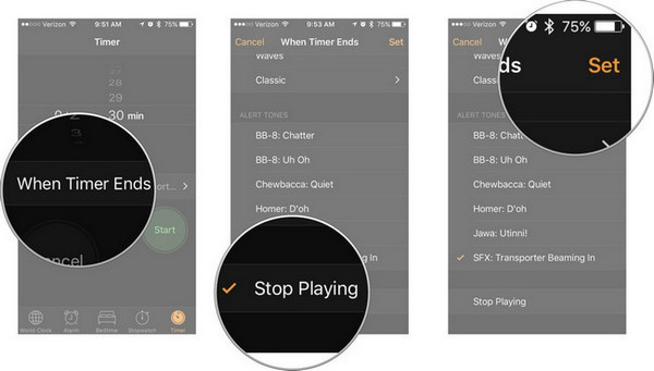 Set Spotify Sleep Timer on iphone clock