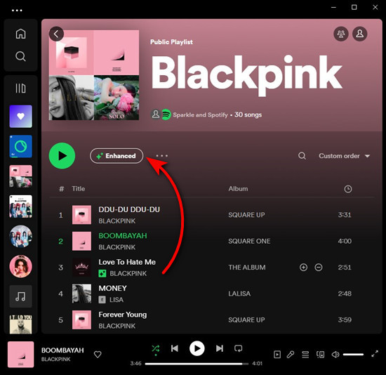 Turn on/off Enhance on Spotify Desktop