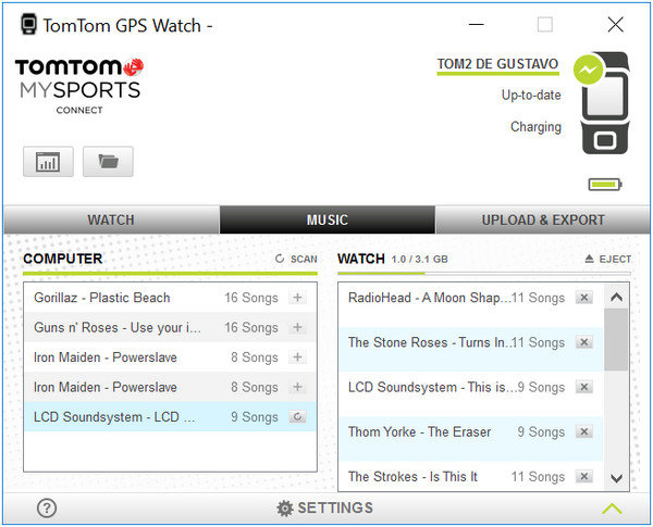 import music to tomtom spark