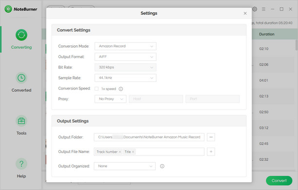 customize output settings